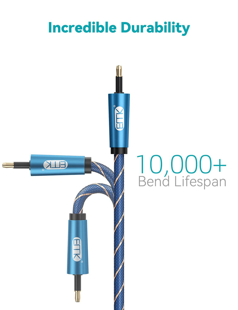 EMK 26ft/8m Toslink to Mini Toslink Digital Optical Audio Cable - Fiber Optic, S/PDIF, Home Theater, Sound Bar, TV, PS4, Xbox, MacBook Compatible