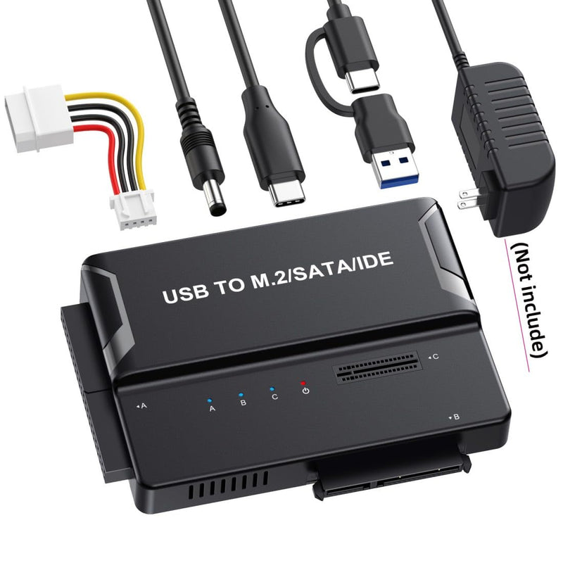 chenyang 3 in 1 USB A/C to M.2 NVMe/IDE/SATA Hard Drive Docking Station for M.2 NVMe SSD, 3.5" IDE and 2.5/3.5" SATA SSD/HDD(Note: Requires a DC 12V/2A Power Supply (not Included) without Power Supply