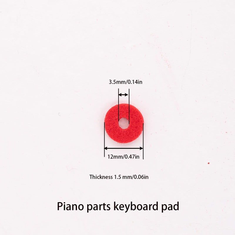 Piano Keys Felt Pad Pad Piano Accessories Round Red Felt Outside Diameter 12mm Piano Parts Accessories Small red washers in a package of 90