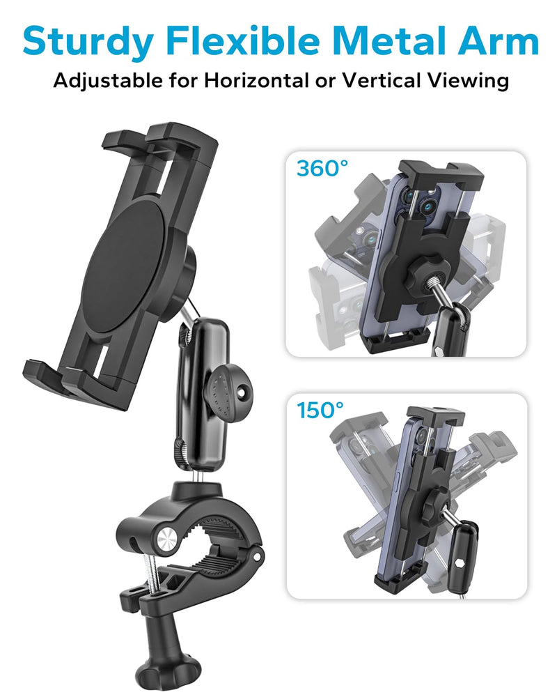 Car & Truck A-Pillar Grab Handle Phone Mount, Anti-Vibration Aluminum Arm | Secure Off-Road Vise Grip for Pickup SUV, for 4.7-8" Large Phones, Galaxy Z Fold, iPhone 17/16/15 Pro Max & Android
