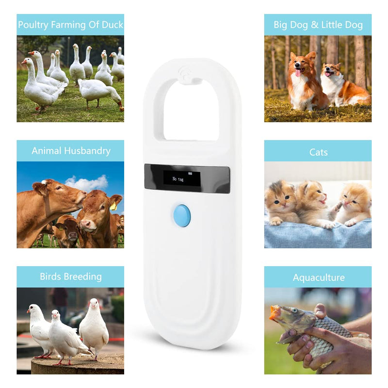 Dog Microchip Reader, Pet Microchip Scanner with OLED Display Screen, Pet Chip ID Scanner Supports FDX-B (ISO11784/11785) and EMID Microchips, for Animal Management
