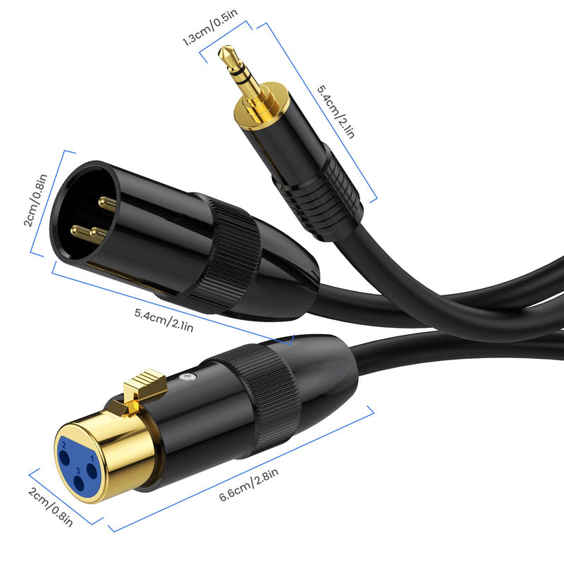 MOTONG XLR to 3.5mm Splitter Cables, TRS Stereo Male to Two XLR Male+ Female Interconnect Audio Microphone Cable, Y Splitter Adapter Cable 0.5M (Male to Two XLR Male+ Female)