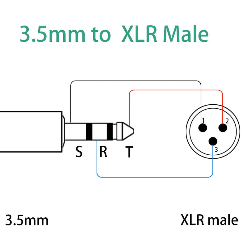 3.5mm to XLR Cable, XLR to 3.5mm Unbalanced Aux Micphone Cbale, 1/8 inch Mini Jack Stereo to XLR Male Cord Adapter for Cell Phone, Laptop, Speaker, Mixer - 3.3ft 3.3 feet