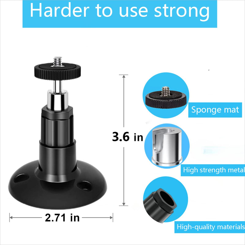 2 Pack Adjustable Security Wall Mount for Ring Camera&Stick Up Cam Battery,Indoor Outdoor Mount Bracket for Arlo HD/2/3/4,Ceiling Mount Kit for Plug-in HD Security Cam, Adhesive or Screw,No Drill