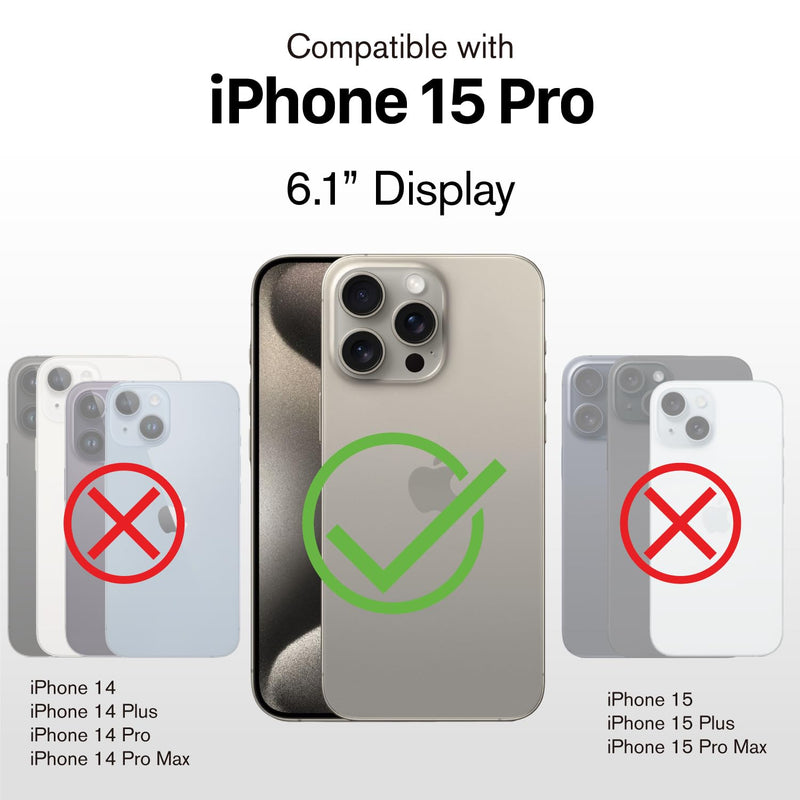 VENA vCommute Wallet Case Compatible with Apple iPhone 15 Pro (6.1"), (Military Grade Drop Protection) Flip Leather Cover Card Slot Holder with Kickstand - Space Gray/Slate Black Space Gray / Slate Black