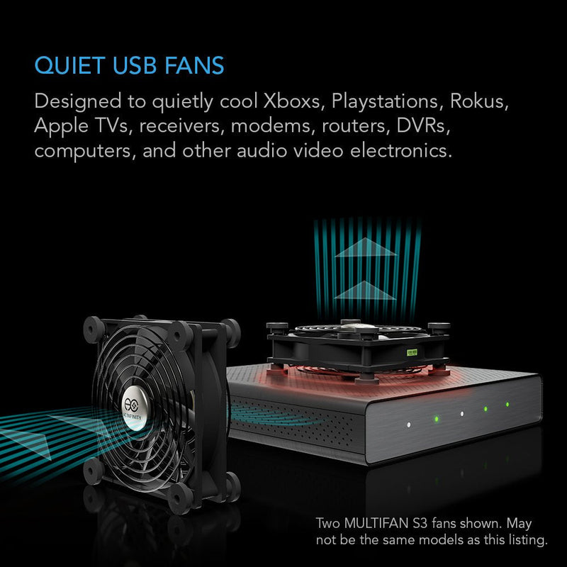 AC Infinity MULTIFAN S7, Quiet Dual 120mm USB Fan, UL-Certified for Receiver DVR Playstation Xbox Computer Cabinet Cooling