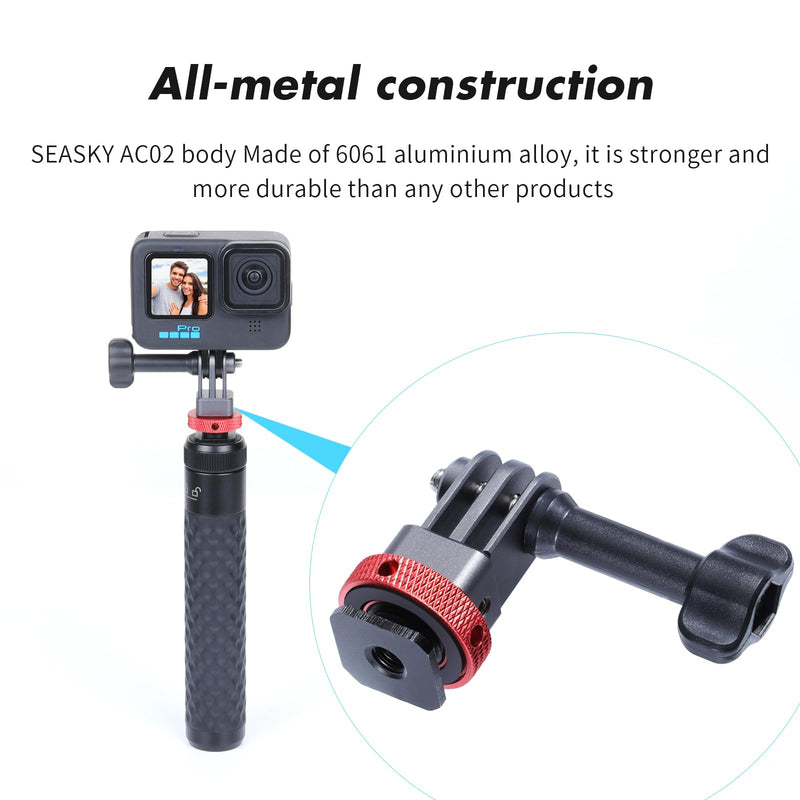 [AUSTRALIA] - SEASKY AC02 Action Camera SLR Camera Cold hot Shoe Mount Tripod Adapter Conversion Accessory All-Metal Aluminum Alloy for GoPro Hero 13/12/11/10/9, for DJI Action 6/5 Pro 4/3, for Insta360 Ace Pro 2 