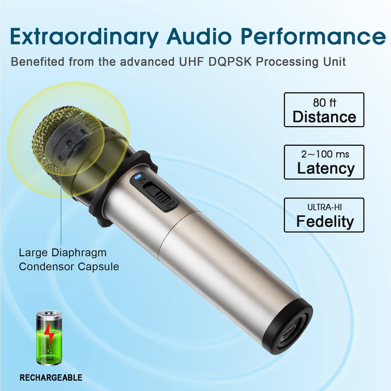 Alvoxcon USB Wireless Microphone, UHF Condenser mic for Android, PC Computer, Laptop, PA, Podcasting, Vlogging, YouTube, Vocal Recording, Gaming, Singing Practice (System with USB Receiver) Small Handheld Mic