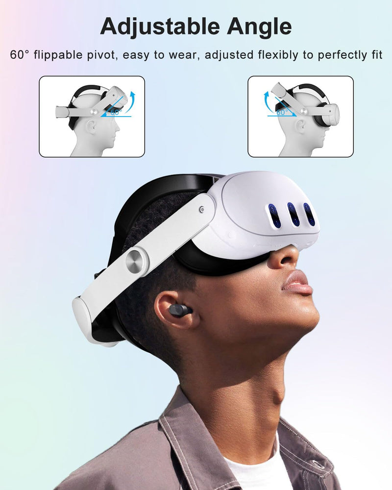 Head Strap for Meta Quest 3, Lightweight and Comfortable Soft Cushion VR 3 Accessories Headset Strap,Pressure-Free Adjustable Balanced Elite Strap Accessories Replacement for Oculus Quest 3 Head Strap for Oculus Quest 3