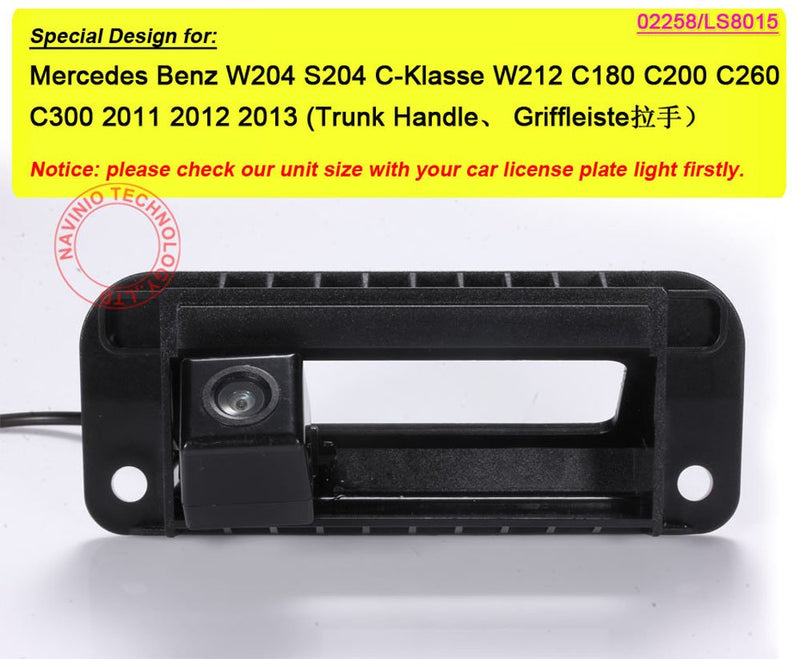 Car Reversing System Parking Assistance Trunk Handle Rear View Backup Camera, for Mercedes Benz W204 S204 C-Klasse W212 C180 C200 C260 C280 C300/A204 C108 C220 C230 C250 C320 C350 Kombi Limousine 12mm Len Camera