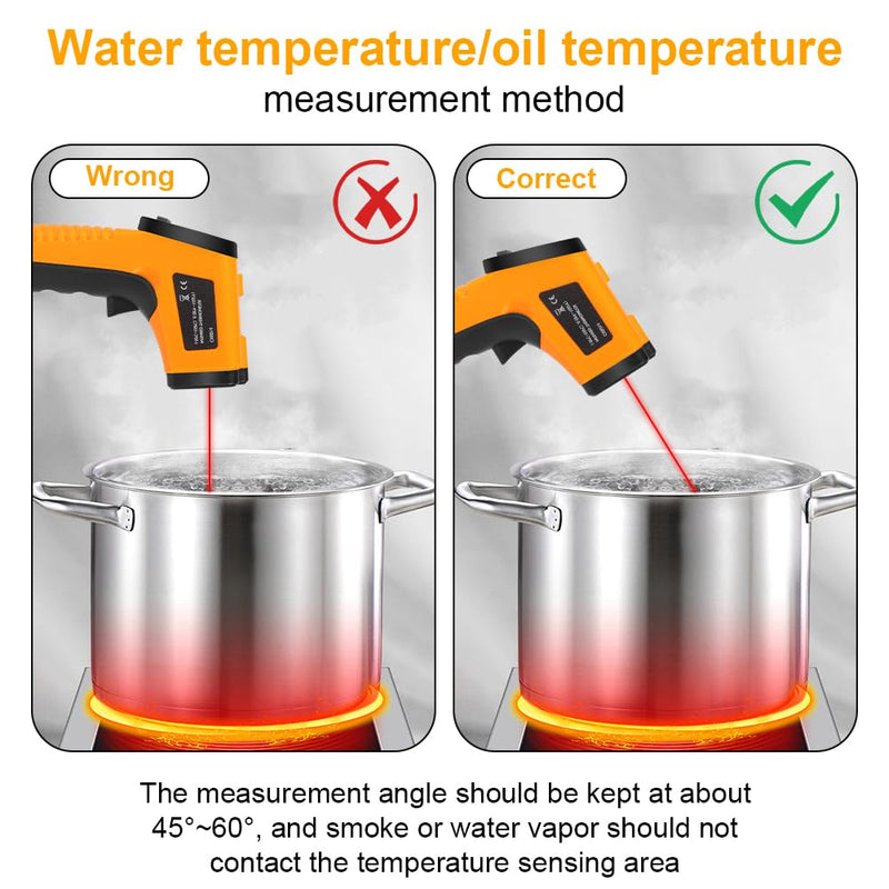 HOTUT Infrared Thermometer, Digital Laser Temperature Gun -58°F~1022°F (-50°C ~ 550°C), Non-Contact Laser Temperature Meter with Meat Thermometer, for Cooking/Barbecue/Industry, Not for Humans infrared thermometer + meat thermometer