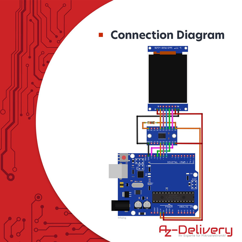 AZDelivery ⭐⭐⭐⭐⭐ SPI 1.77 inch TFT Display 128X160 Pixels 1 x TFT Display