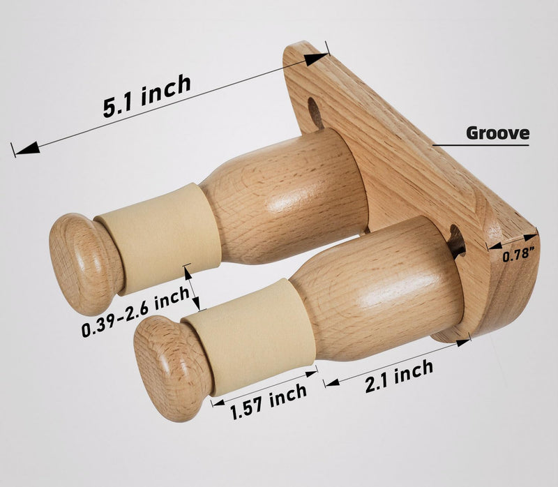 Guitar Hanger, Solid Wood Wall Mount Guitar Holder Adjustable Width Wall Hanging Stand for Guitar Bass Banjo Violin and More