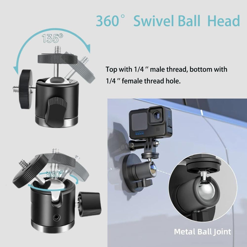 [AUSTRALIA] - PellKing Magnet Camera Mount for GoPro Insta360 Akaso DJI Action,with Rotation Ball Head Super Strong Rubber Coating Neodymium Magnet for Car, Attaches to Steel or Other Magnetic Surfaces 