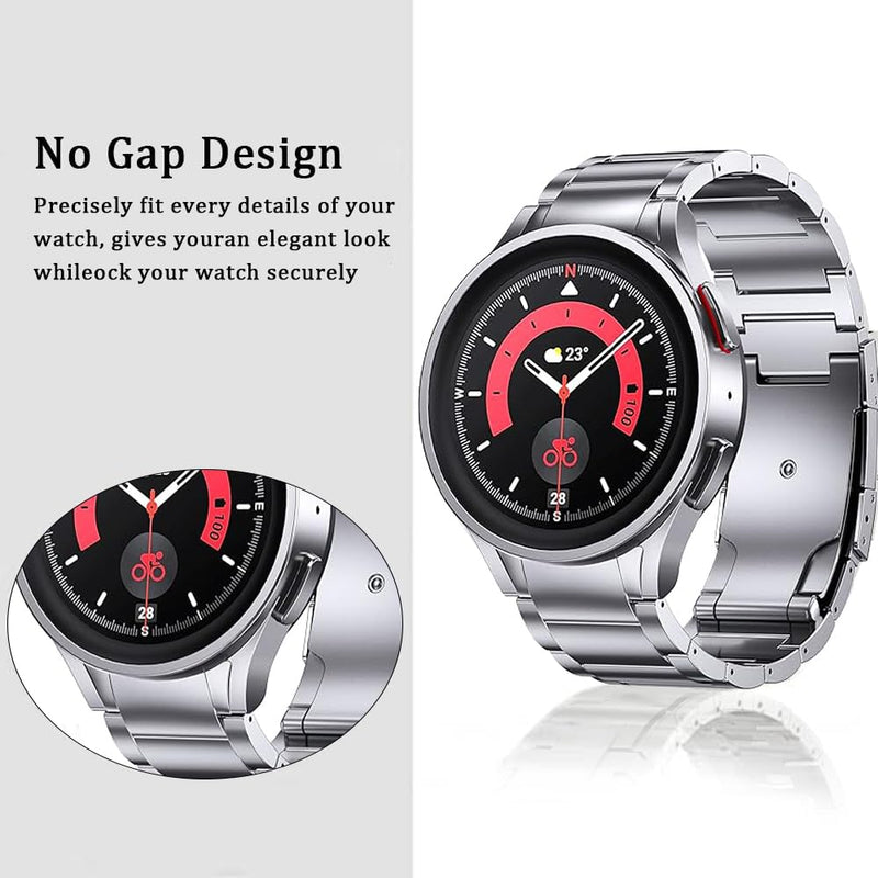 20mm No Gap Titanium Bands for Galaxy Watch 7 6 5 4 FE 44mm 40mm | Metal Strap for Samsung Watch 6 Classic 47/43mm,5 Pro 45mm,4 Classic 46/42mm | Lightweight,Hypoallergenic,Fit wrist 5.9"-8.5" black 20mm