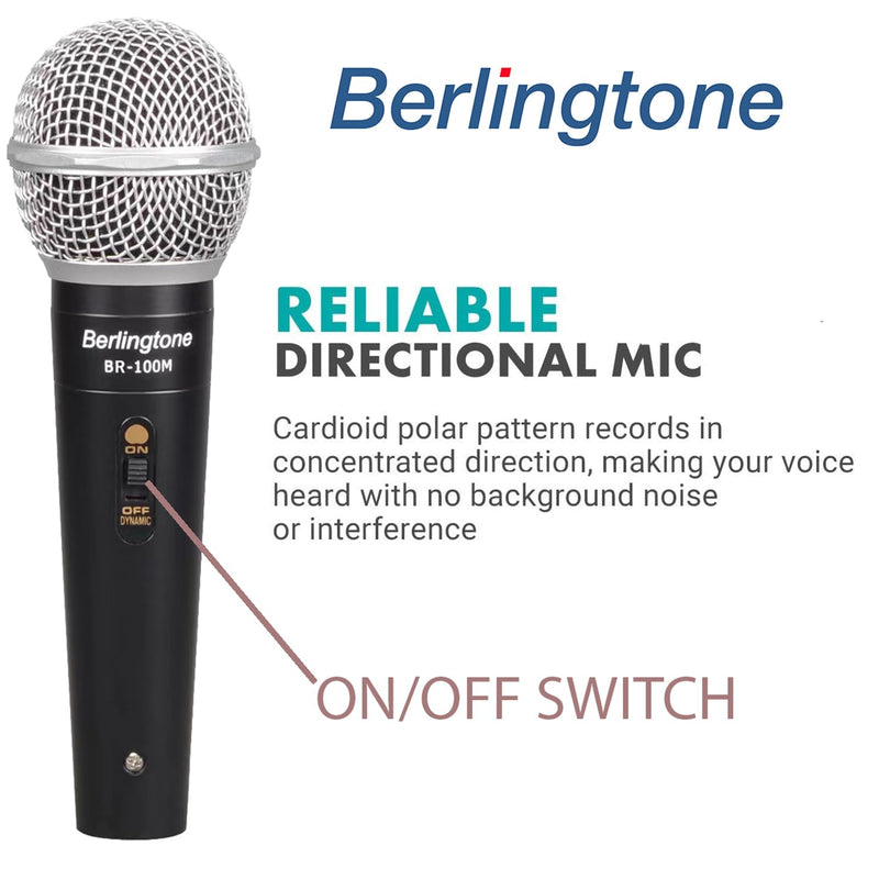 Dynamic Vocal Microphone - Metal Casing, Microphone for Singing, Speaking, Wired, 25ft XLR Cabel, Cardioid, with ON/Off Switch, Black/Silver