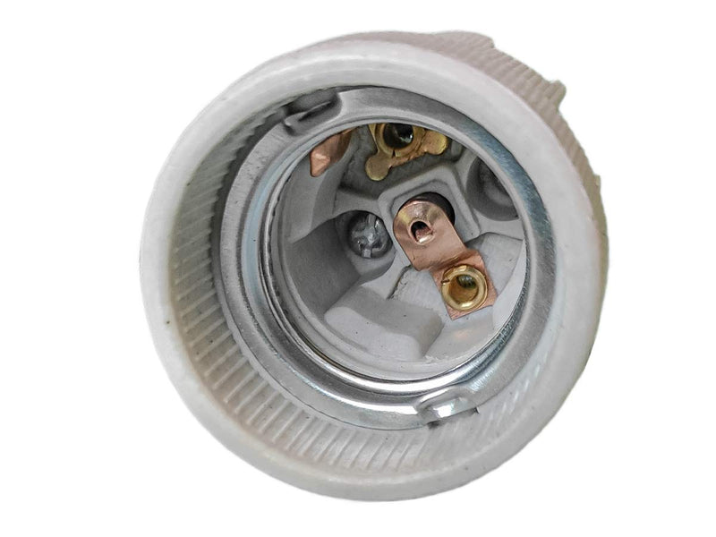 LEDLUX 2 Pack E27 Ceramic Lamp Holder with Screw Terminals for Electric Wires and Iron Hooks for Hanging Construction Site Insert
