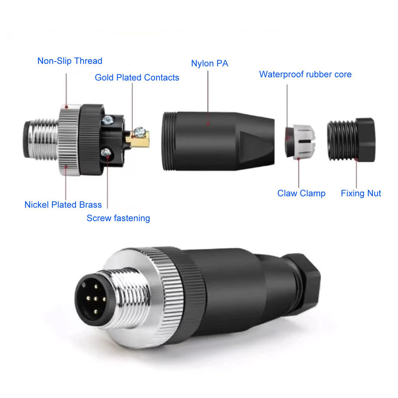 [AUSTRALIA] - Eonvic M12 8 Pin Female A Code Sensor Aviation Plug Industrial Circular Connector Waterproof IP67 12mm Connector Plug Cable Adapter Straight 8Pin 