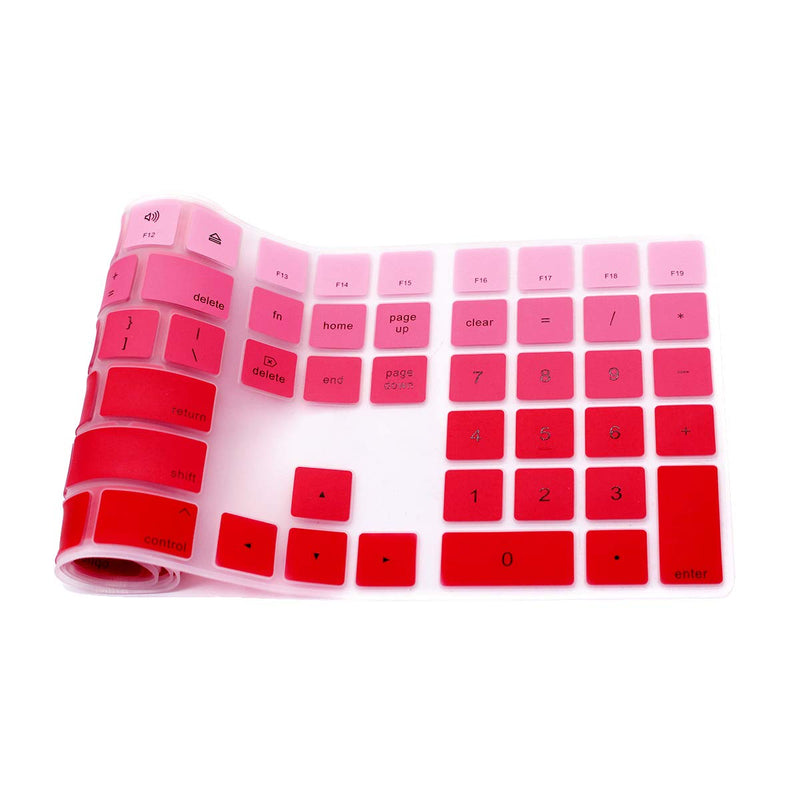 WYGCH Ultra Thin Silicone Full Size Wireless Numeric Keyboard Cover Skin for Mac 2017 Latest Magic Keyboard with Numeric Keypad MQ052LL/A A1843 US Layout,Ombre Red Ombre Red