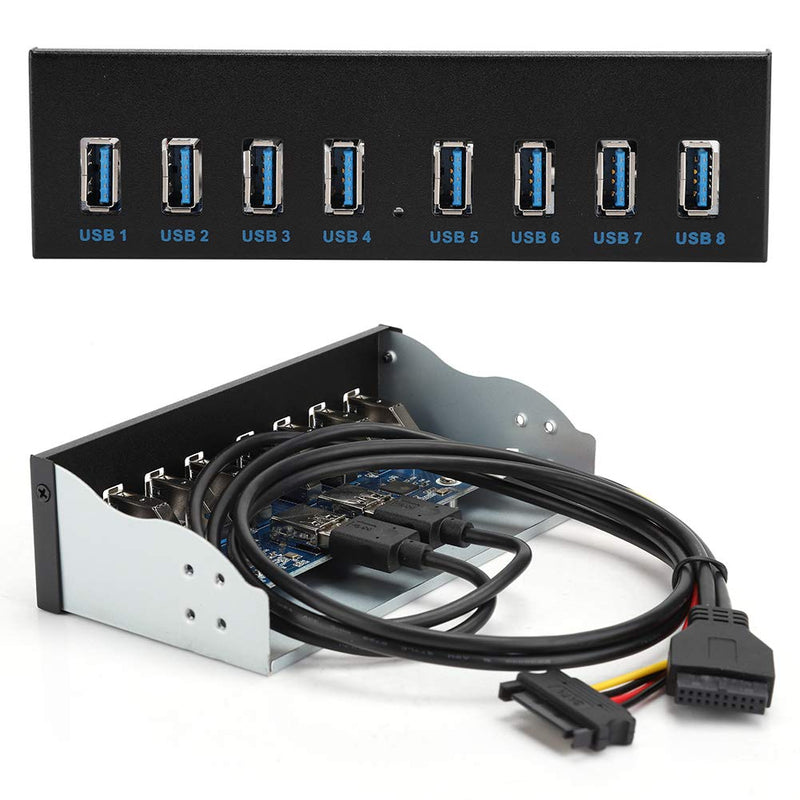 USB3.0 8 Port HUB Optical Drive Panel 19PIN 8 Port Hub Optical Drive Extension Front Panel Adapter for PC Computer, Extension Drive Front Panel