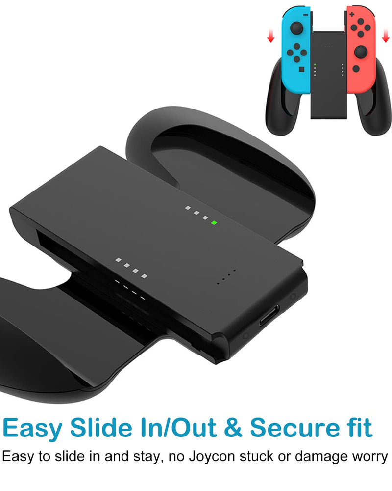 [AUSTRALIA] - KINVOCA Charging Grip with 2000mAh Battery, 2-in-1 Comfort Grip for Nintendo Switch Controller, Controller Charger with 32in USB-C Cable, Power & Charge Indicators, Overcharge Protection Grip for Original Controller ONLY(2000mAh Battery) 