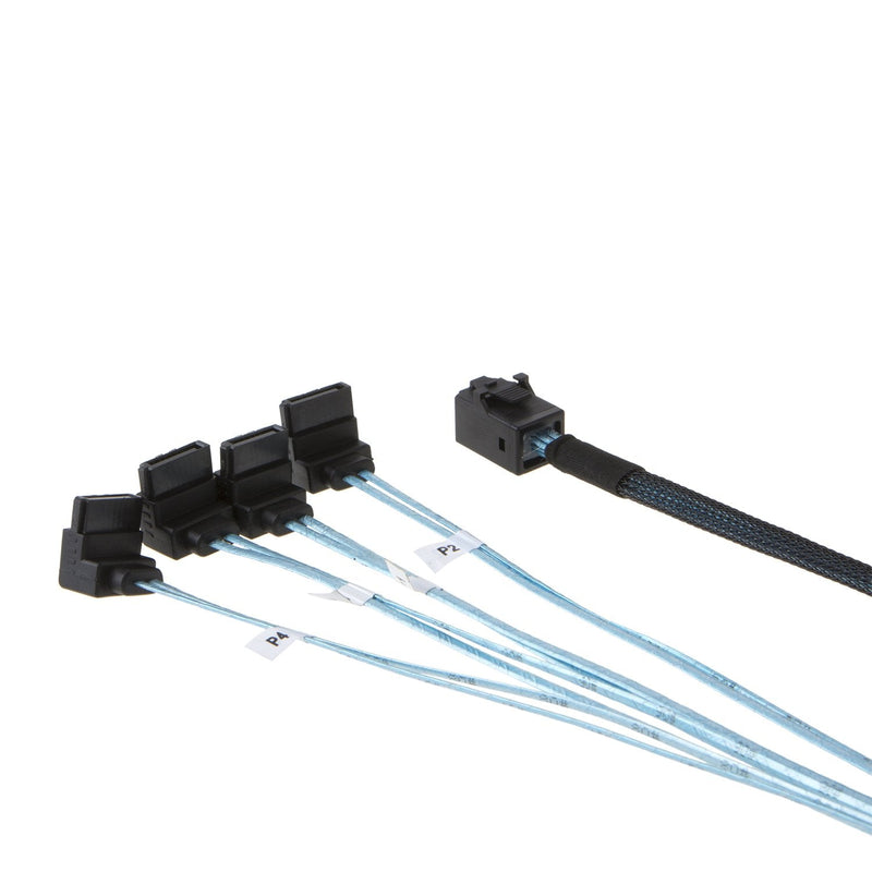 [AUSTRALIA] - CableCreation Internal HD Mini SAS (SFF-8643 Host) - 4X SATA (Target) Angle Cable, SFF-8643 for Controller, 4 Sata Connect to Hard Drive, 1M / 3.3FT 3.3FT/1.0M Black Right Angle 1 
