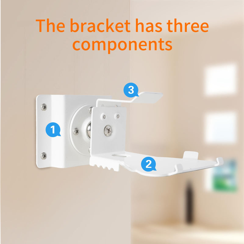 shinar Metal Wall Mount ONLY for Echo Show 5 (3rd Generation) - Swivels up to 360° / Tilts -70° / +70°,Mount Stand Compatible with Show 5 (3rd Gen)&iPhone Models with Wiremanagement (White) White