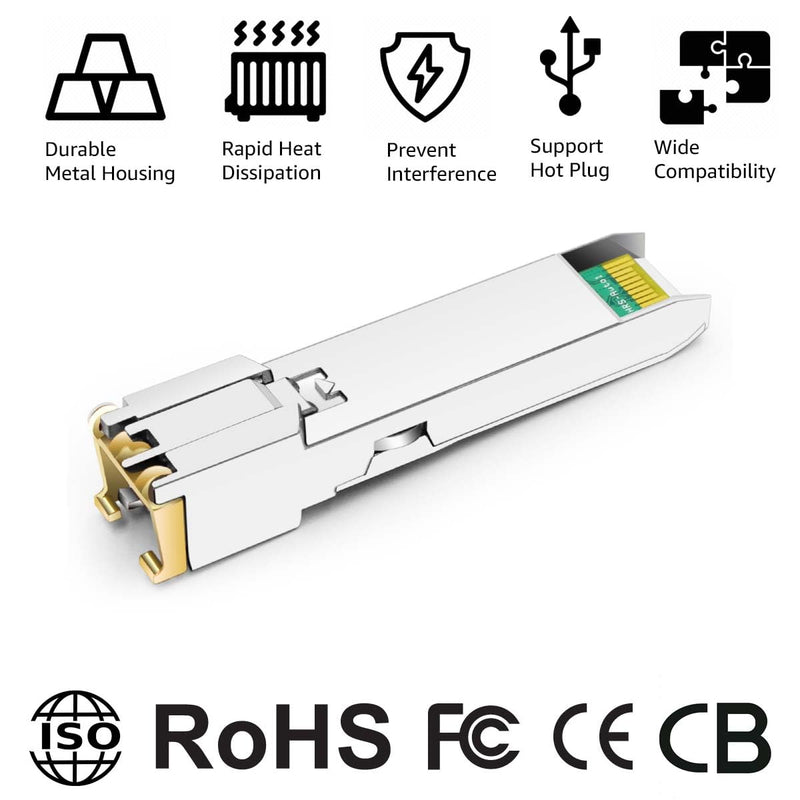 1000BASE-T SFP RJ45 Copper Transceiver Module Compatible with Fortinet FS-TRAN-GC FG-TRAN-GC FR-TRAN-GC 100m Cat5e/6 1000BASE-T: 100m for Fortinet 1