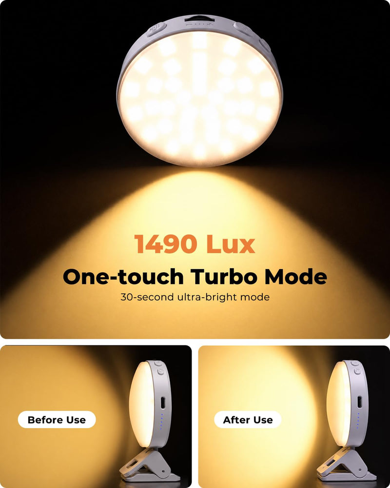 Viozon Selfie Light for iPhone Laptop, 3" Compact Clip on LED Phone Light with 360° Rotation, 1000mAh Type-C Rechargeable Zoom Meeting Light, 36H Runtime, Stepless Dimming 2800K-6500K, White