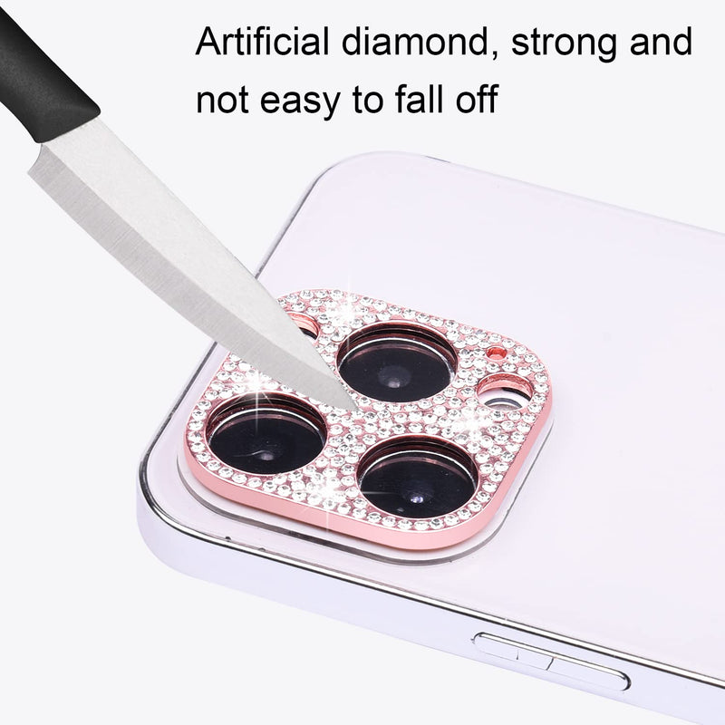 [2 Pack] Wisdompro Bling Camera Lens Protector for iPhone 13 Pro Max 6.7 inch, for iPhone 13 Pro 6.1 inch, Glitter Diamond Crystal Metal Lens Decoration Cover Accessories (Rose Gold and Silver) for iPhone 13 Pro Max & 13 Pro (Rose Gold + Silver)