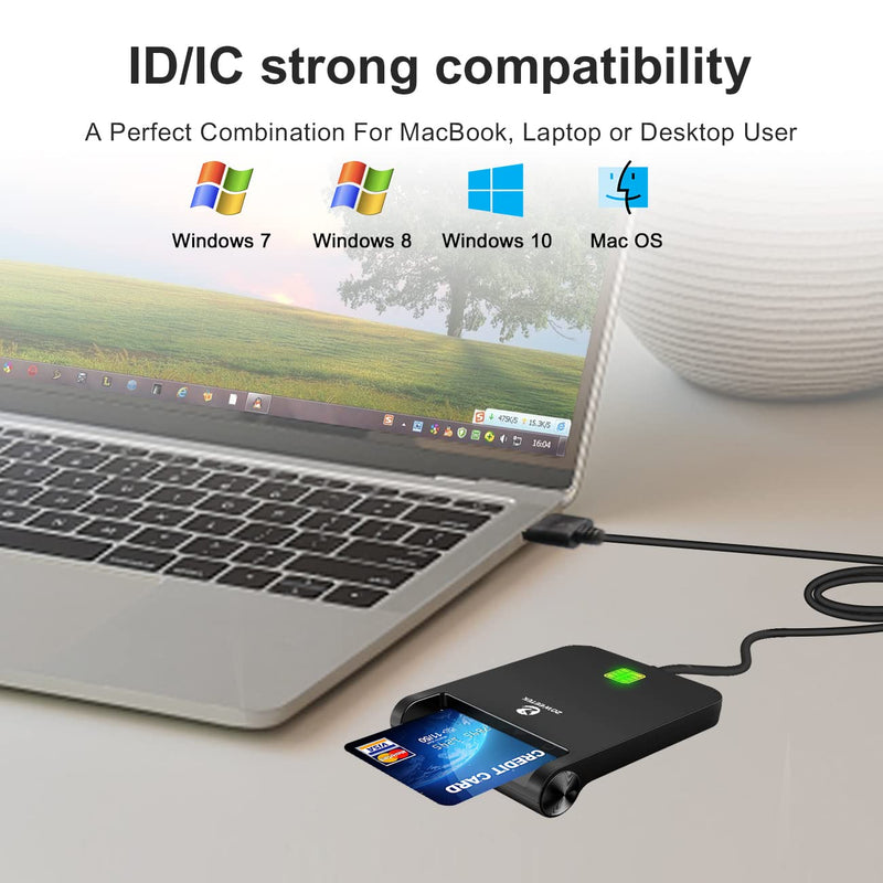 ZOWEETEK CAC Reader Military, CAC Card Reader Military, Smart Card Reader Military, Compatible with Windows, Mac OS and Linux USB A