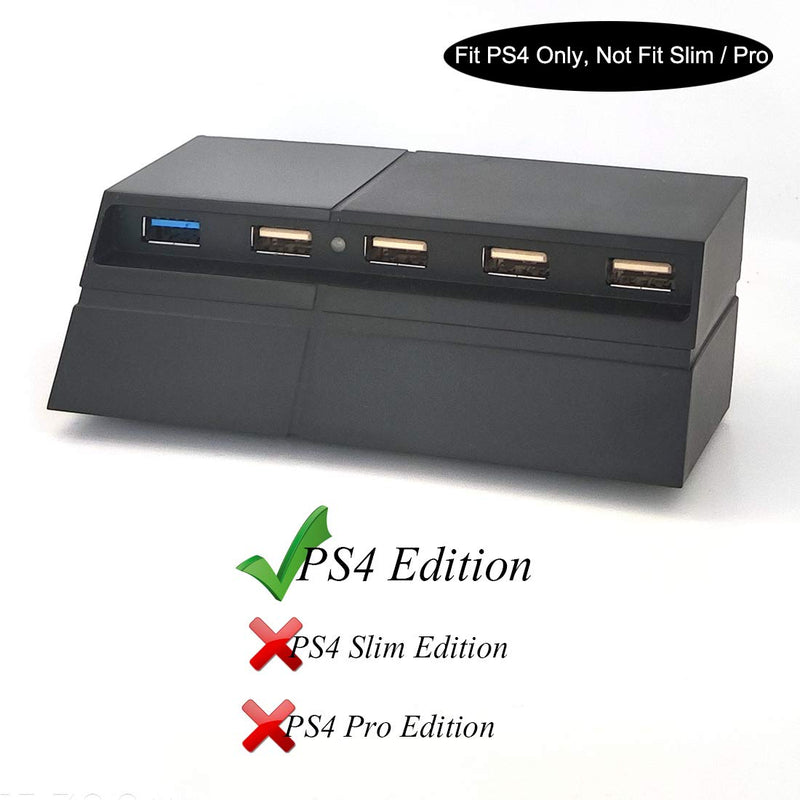 Bealuffe USB Hub PS4 USB Extender Expander Extra USB Ports for PS4 Sony Playstation PS4 USB Splitter USB Extension (Only Fit PS4 Edition, Not Fit PS4 Slim or Pro)