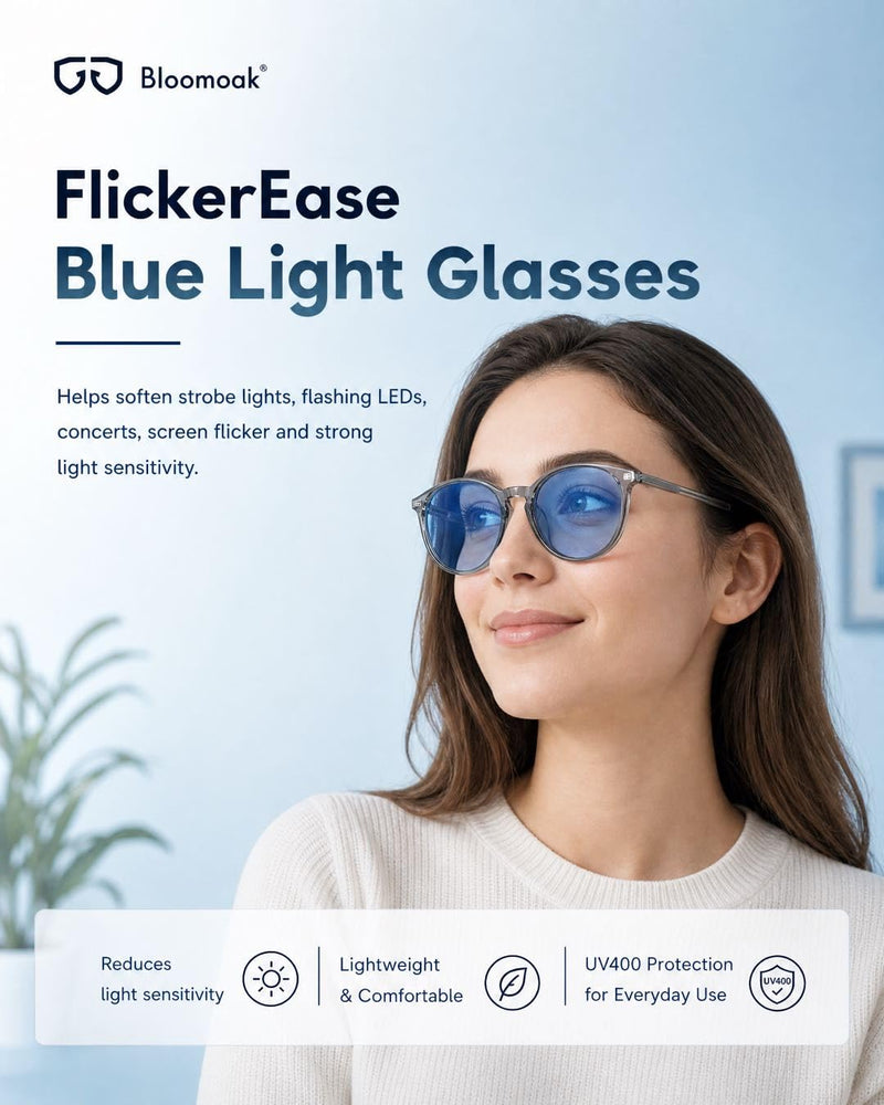 Z Guard Blue Tint Glasses for Strobe Light Sensitivity, Flashing Light Glasses for Concerts/Screen Flicker Max - Blue