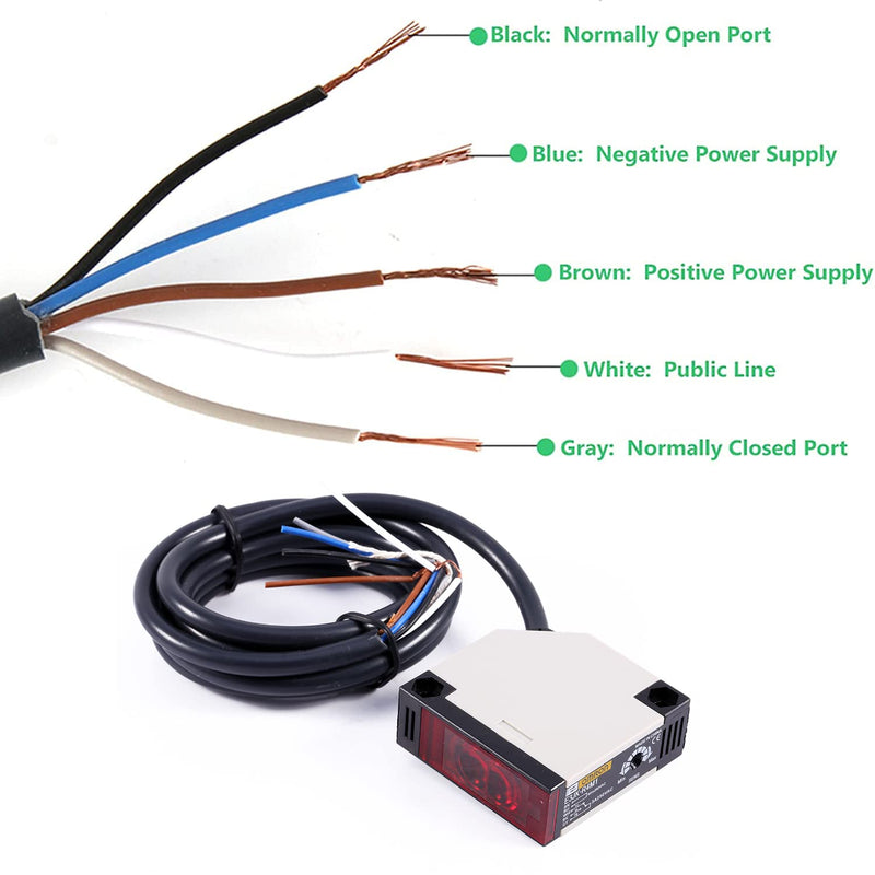 Roberee Reflection Light Barrier, E3JK-R4M1 Reflection Photoelectric Sensor AC 90-250V 3A Photoelectric Switch for Automatic Garage Door Alarm Sensor DIY Sensor Stair Light