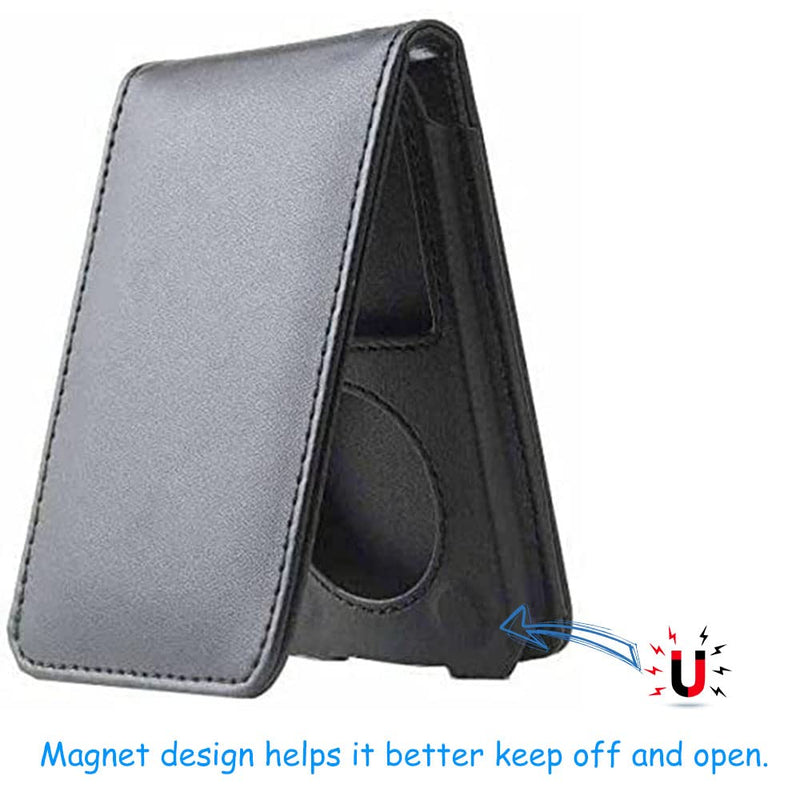 V-TOP Leather Case for Apple iPod Video Classic 80G 120G 160G 60G Classic Protective with Movable Belt Clip Black
