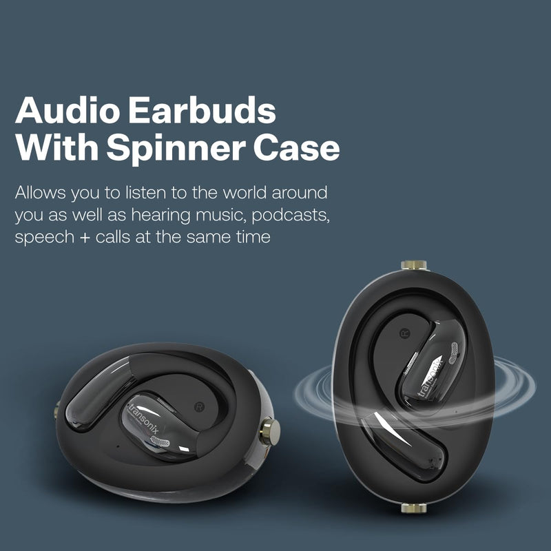 Harmonix TravelerAI Spin, Bluetooth Earbuds with Spinner Case, Real-Time AI Translation, Black