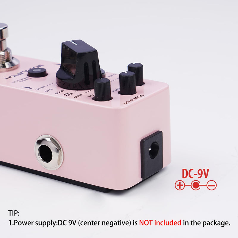 [AUSTRALIA] - AITONE Modulation Pedal for Electric Guitar with Chorus Flanger Tremolo Phaser Vibrato Multi Digital Guitar Pedals 11 Modulation Modes (AT-03) Light pink 
