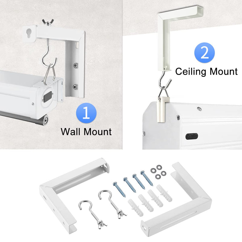 Suptek Universal Projector Screen Wall Mount L-Brackets Wall Hanging Mount 6 inch Adjustable Extension Mounting Hooks for Projection Screen up to 66 lbs, 30 kg Capacity Each, PRL001, White (1 Pair)