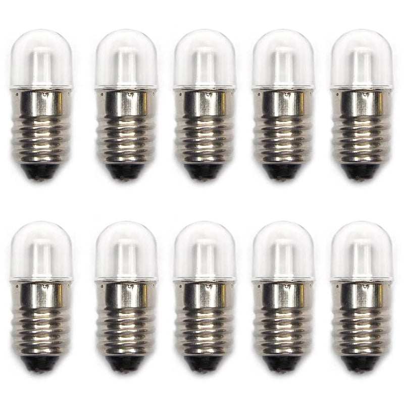 Pack of 10 AC E10 220 V LED Bulbs Replacement Bulbs 1 W 65 LM Miniature Screw Bulbs (220 V Cool White) 220 V Cool White