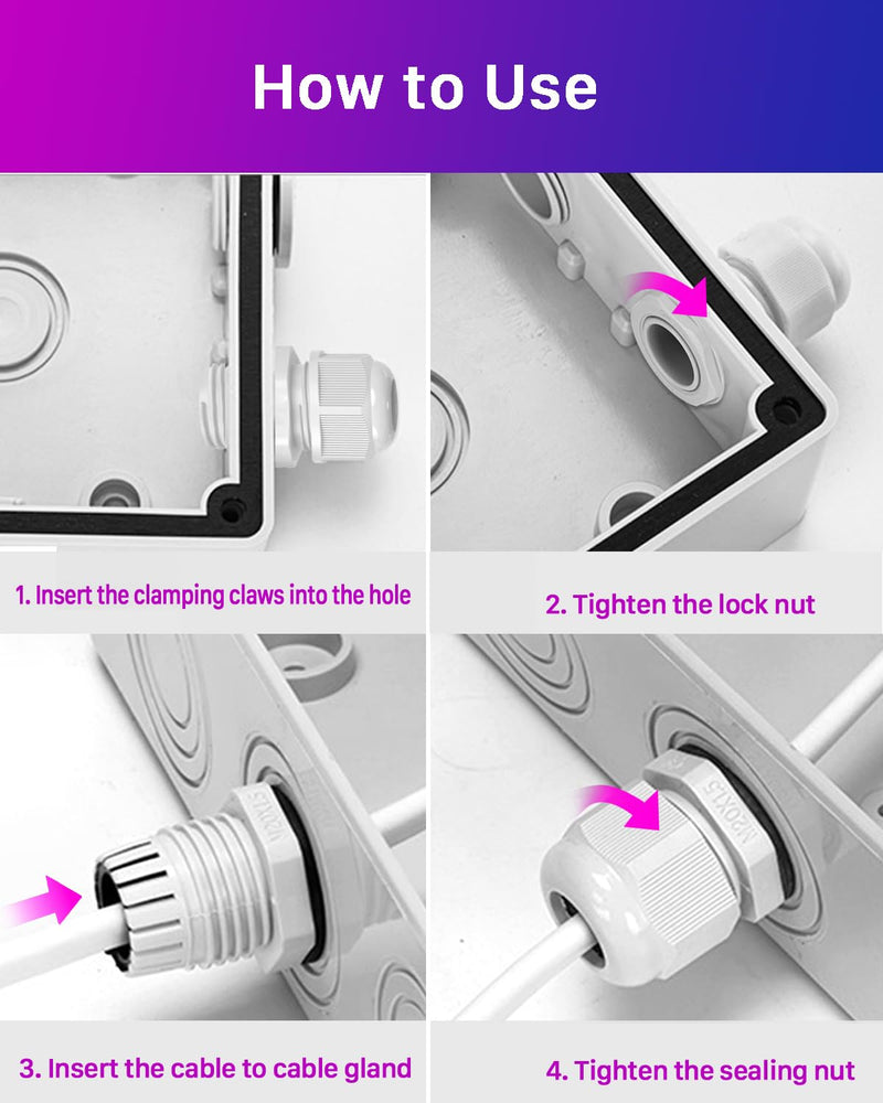 45 Piece Cable Gland Set, ANVINKU 4 Types Cable Grommet, Waterproof, M12 M16 M20 M25 Nylon Cable Grommet Waterproof, IP68 White Cable Glands Set with Locknut Plastic M12/M16/M20/M25 45