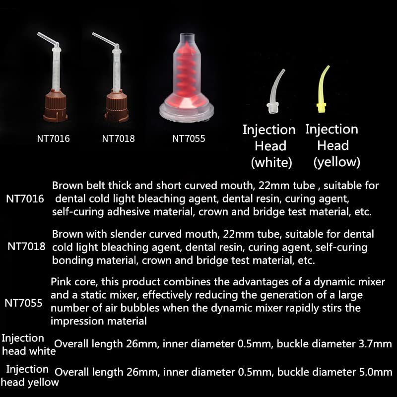 YOUYA DENTAL Dental Impression Mixing Tips, 50 Pieces Dental Intra Oral Tips for Dentistry Materials Mixing Tube Disposable Silicone Rubber Head Lab Products - Brown