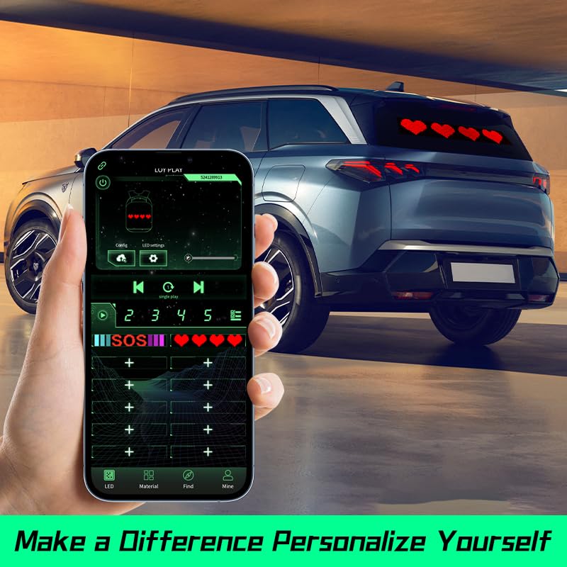 Gelrova Dynamic LED Devil Eye Lights, 23.6" x 4.7" Mega LED Car/Store Display, Jumbo Programmable Panel, USB-Powered, App/Remote Control, Custom Scrolling Text & GIFS for Trucks, Shops, Events 23.6" x 4.7"