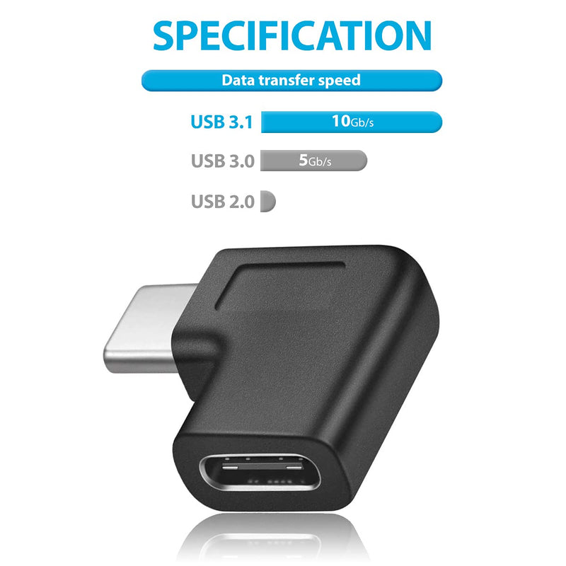 URWOOW USB C Right Angle Adapter,90 Degree USB C to USB Type-C Male to Female Adapter Convertor Extension, for Laptop & Tablet & Mobile Phone (2 Pack). 2 pack
