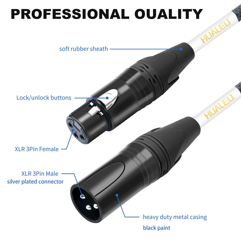 XLR Male to Female 25ft Microphone Cable Oxygen-Free Copper (OFC) XLR Male to Female Cord 3-pin Balanced Microphone Speaker Cable-2 Pack 25Feet