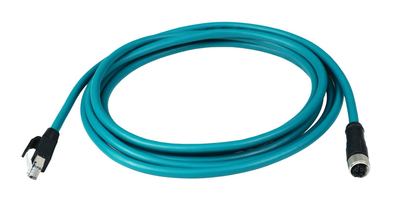 M12 X-Code 8 Pin Industrial Ethernet Cable, IP67 Waterproof Shielded Sensor Cable, Male to Female High-Flex Aviation Connector for Cognex Camera, PLC, Automation System Female X-8pin to male RJ45 5m