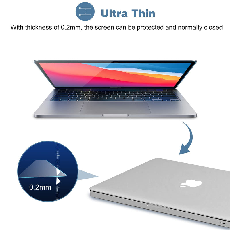 Pack of 2 9H Hardness Screen Protectors for 13 Inch MacBook Pro 13 / MacBook Air 13, Screen Protector Film Tempered Glass, Clear