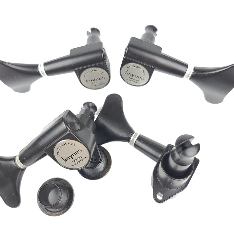 [AUSTRALIA] - KAYNES Guitar Bass Tuners - 1:18 Ratio Black Headstock Sealed Machine Heads Tuners Closed Tuning Key Pegs Replacement for Electric Jazz Bass or Precision (2R + 2L, Black) 2R + 2L 