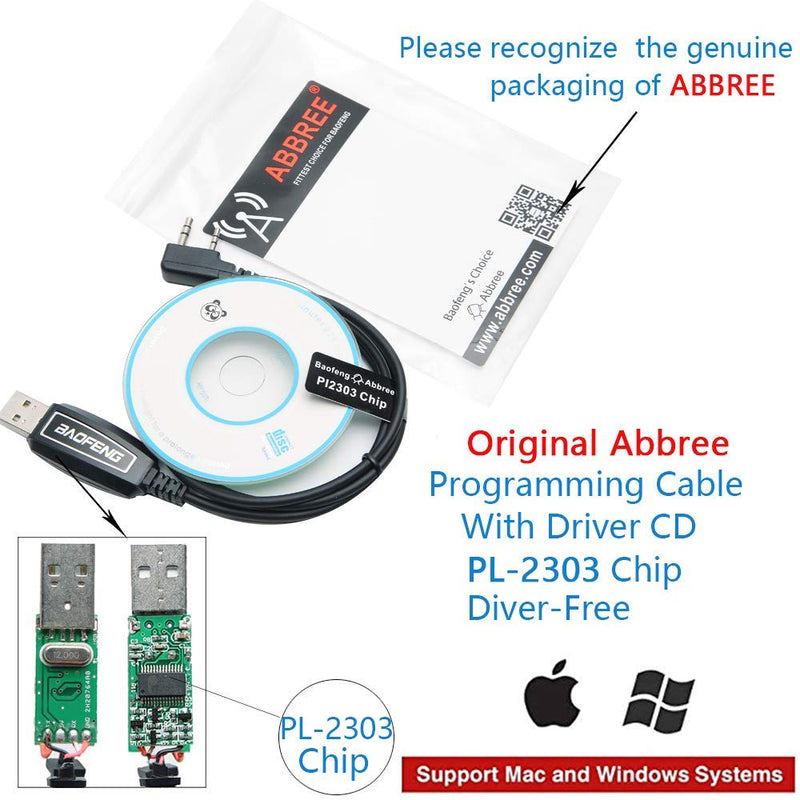 Baofeng USB Programming Cable PL2303 Support Chirp for GMRS Radio Two Way ham Portable radios: UV-5R,BF-F8HP, BF-888S,UV82HP,GT-3,UV-9S,BF-R3 (Black)