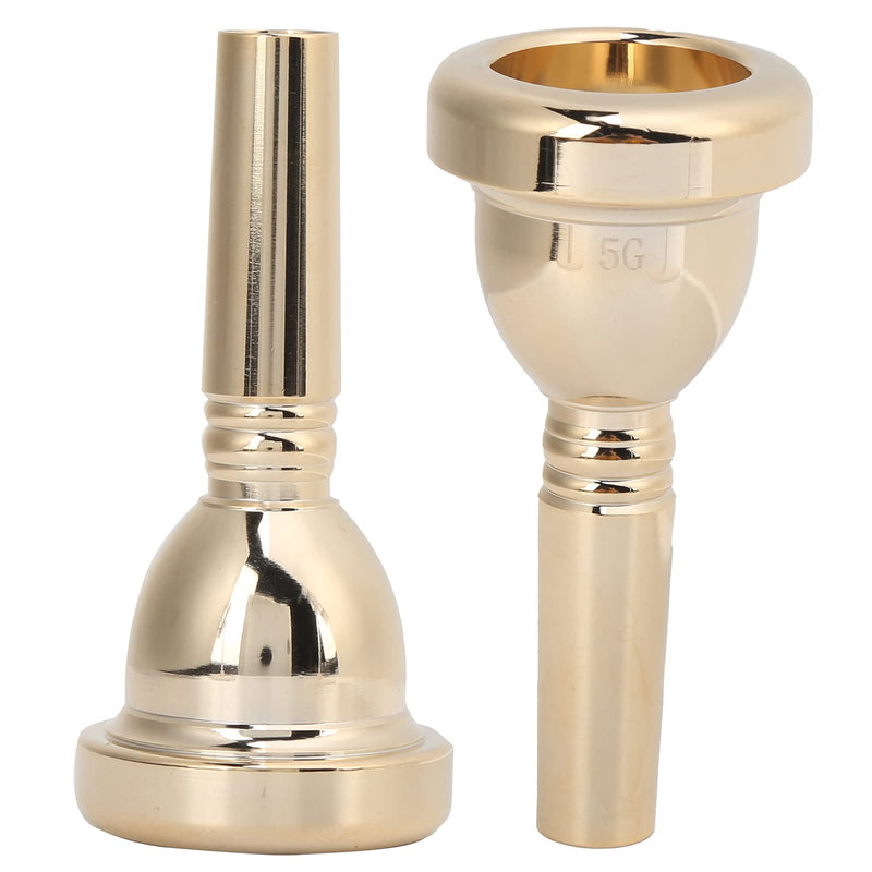 Trombone Mouthpiece, Brass Tenor Trombone Mouthpiece Large Shank Mouth Piece Metal 12.7mm 5G Accessory Replacement TR‑03 for Professional Trombone Players Amateurs (Gold) Gold