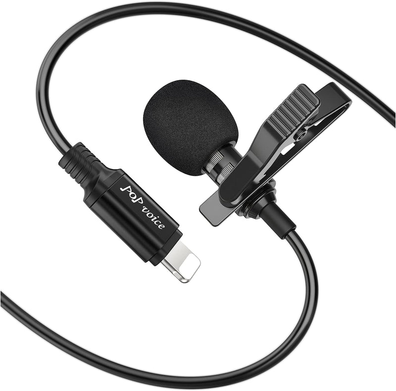 Microphone for iPhone, Professional Lavalier Lapel Omnidirectional Condenser Audio Video Recording Wired Lighting iPhone Microphone, 119'' Noise Shielded Cable, for Youtube, Video Recording, Interview